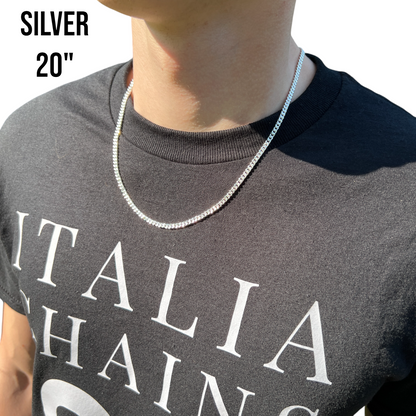 925 Sterling Silver 3mm Diamond Cut Miami Cuban Chain Necklace