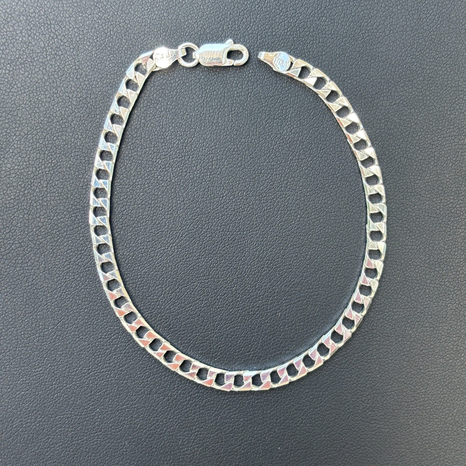 925 Sterling Silver 4mm Square Curb Bracelet