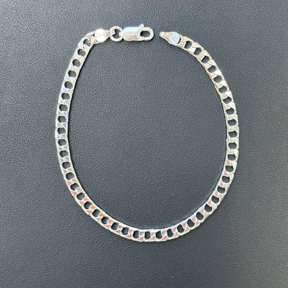 925 Sterling Silver 4mm Square Curb Bracelet