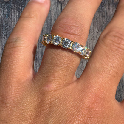 925 Sterling Silver 5mm Moissanite Wedding Band Eternity Ring