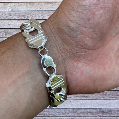925 Sterling Silver 16mm Double Curb Bracelet