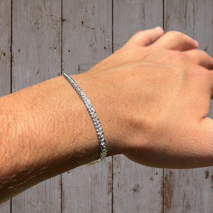925 Sterling Silver 3.5mm Double Curb Bracelet
