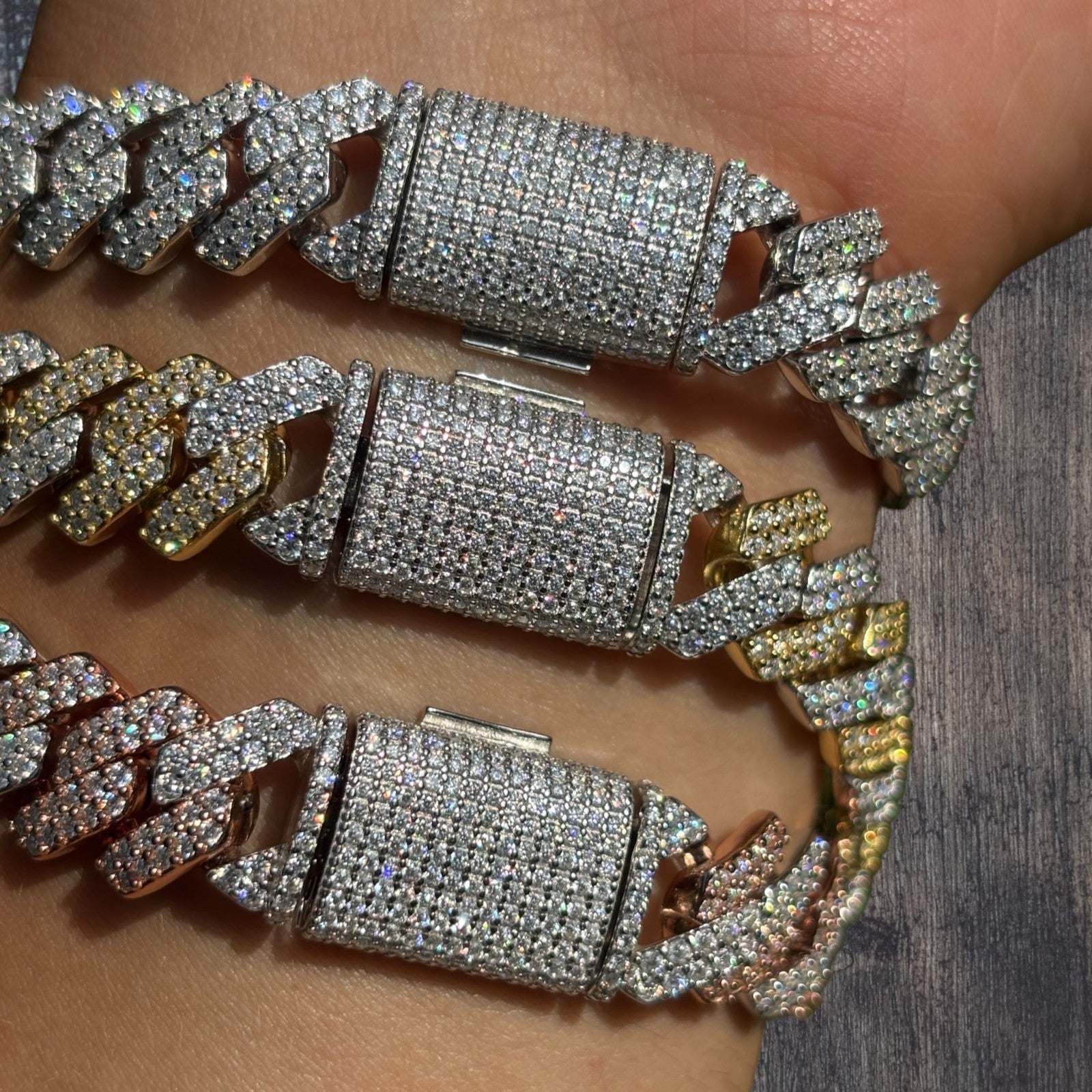 925 Sterling Silver 12mm Moissanite Cuban Prong Bracelet