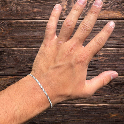 925 Sterling Silver 2.5mm Tiger Eye Bracelet