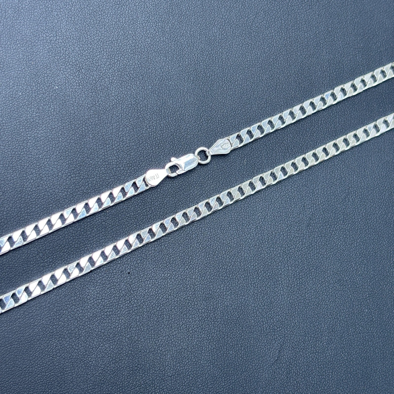 925 Sterling Silver 4mm Square Curb Chain Necklace