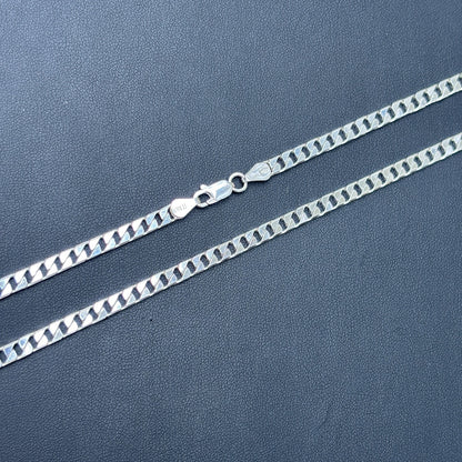 925 Sterling Silver 4mm Square Curb Chain Necklace