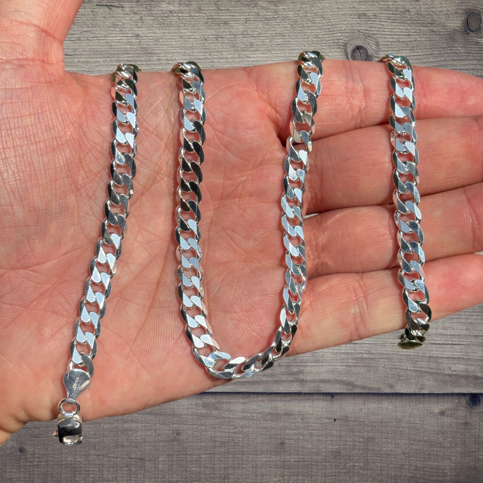 925 Sterling Silver 7mm Curb Chain Necklace