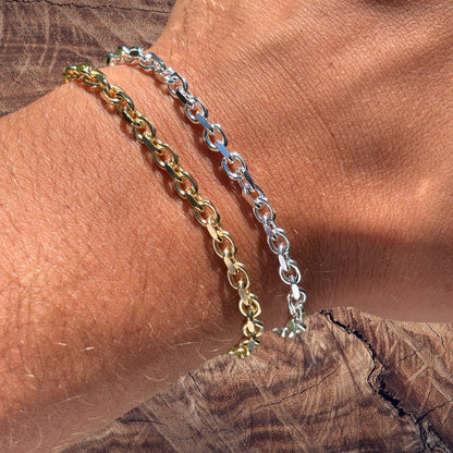 925 Sterling Silver 4mm Anchor Cable Bracelet