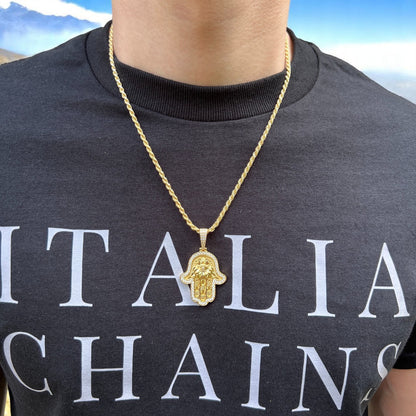 925 Sterling Silver Hamsa Hand Pendant With Moissanite - Medium