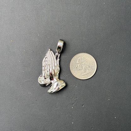 925 Sterling Silver Praying Hands Pendant - Medium