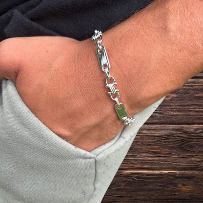 925 Sterling Silver 7.5mm Custom Ferragamo Link Bracelet