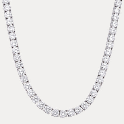 925 Sterling Silver 7mm Tennis Chain Necklace - CZ Or Moissanite