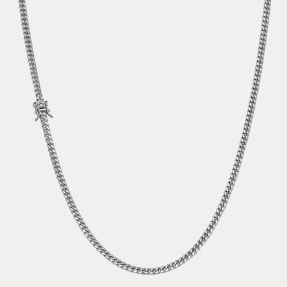 925 Sterling Silver 4mm Miami Cuban W. Box Clasp Chain Necklace