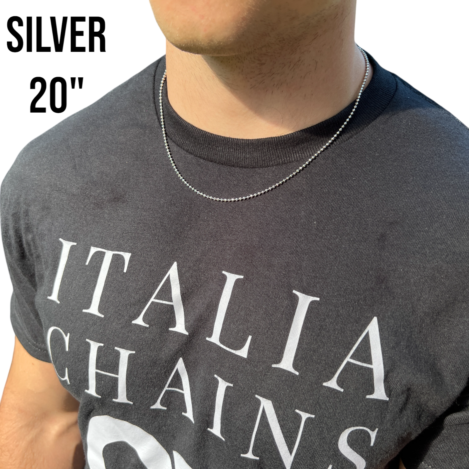 925 Sterling Silver 2mm Bead Chain Necklace