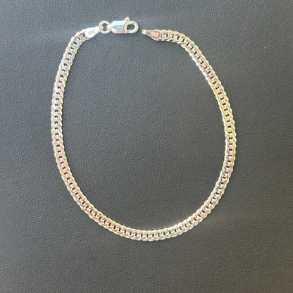 925 Sterling Silver 3.5mm Double Curb Bracelet