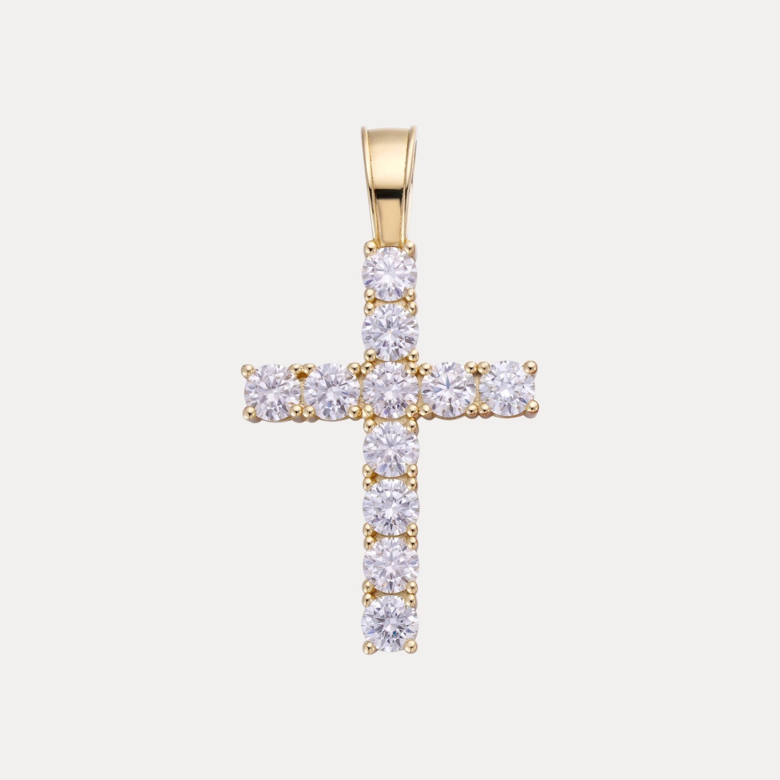 925 Sterling Silver Small Tennis Cross Pendant With Moissanite - Small