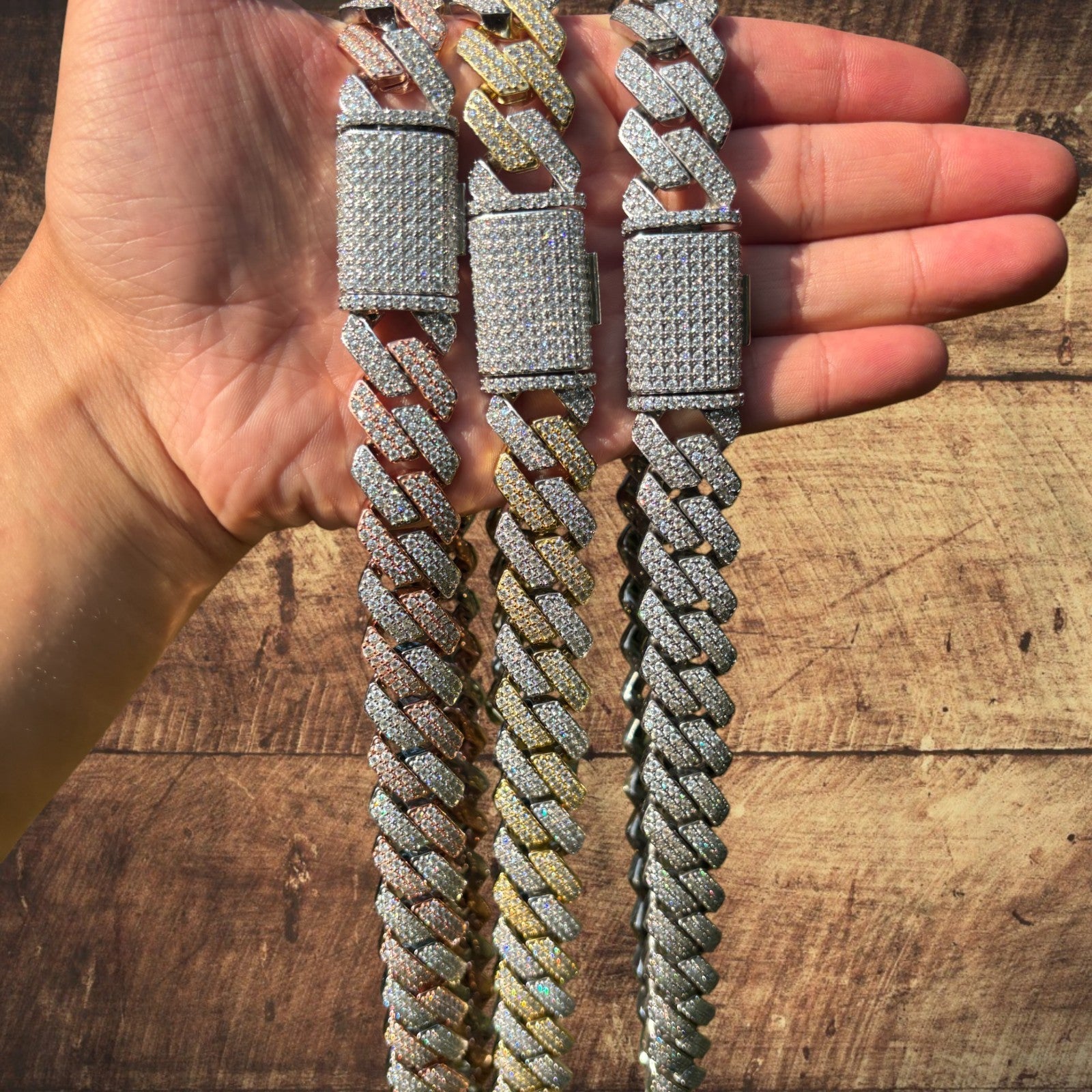 925 Sterling Silver 20mm Moissanite Miami Cuban Prong Chain Necklace