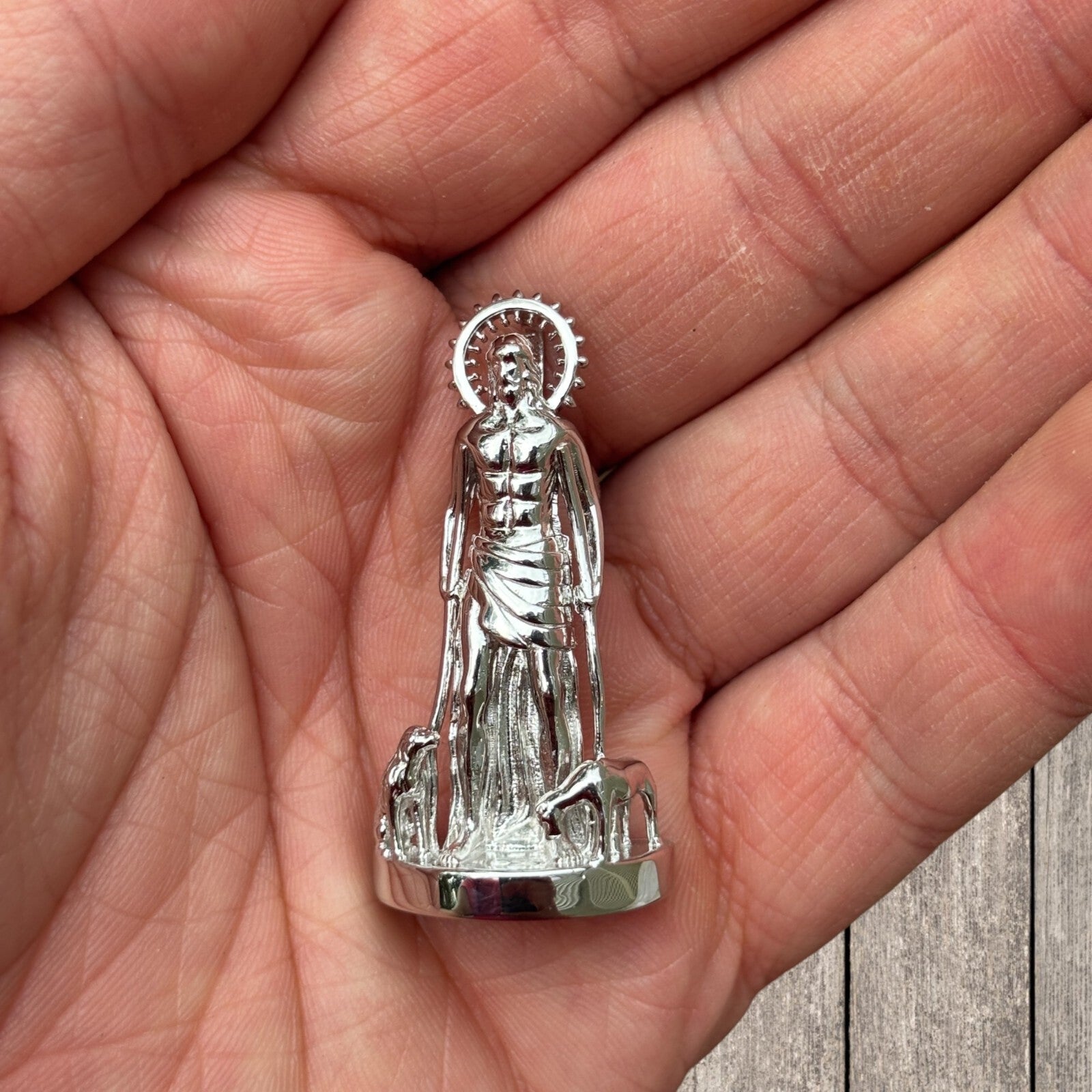 925 Sterling Silver St Lazarus San Lazaro Pendant - Medium