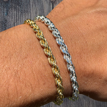 925 Sterling Silver 5mm Diamond Cut Rope Bracelet