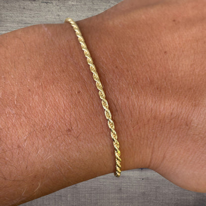 925 Sterling Silver 2mm Diamond Cut Rope Bracelet