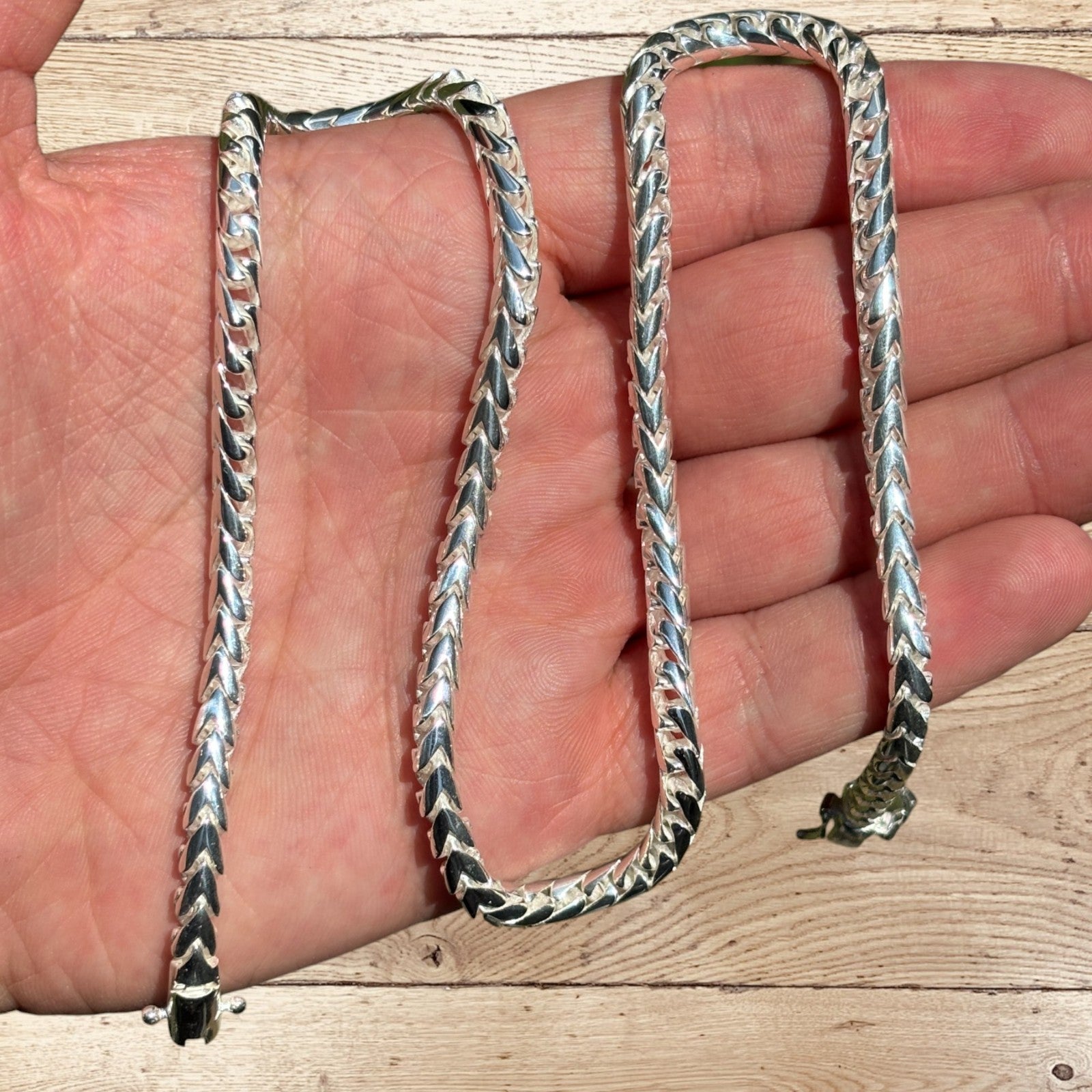 925 Sterling Silver 5mm Rounded Franco Chain Necklace