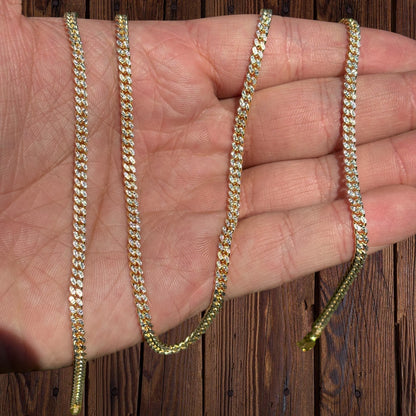 925 Sterling Silver 3mm Diamond Cut Miami Cuban Chain Necklace