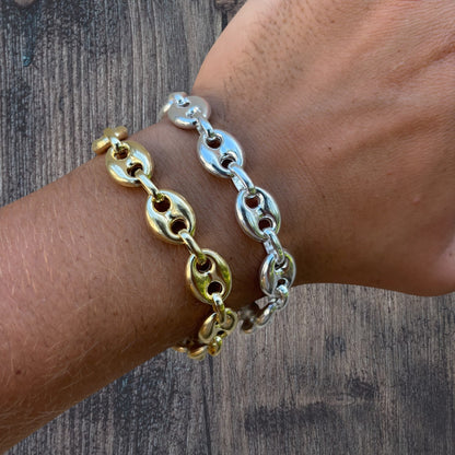 925 Sterling Silver 12mm Puffed Gucci Bracelet