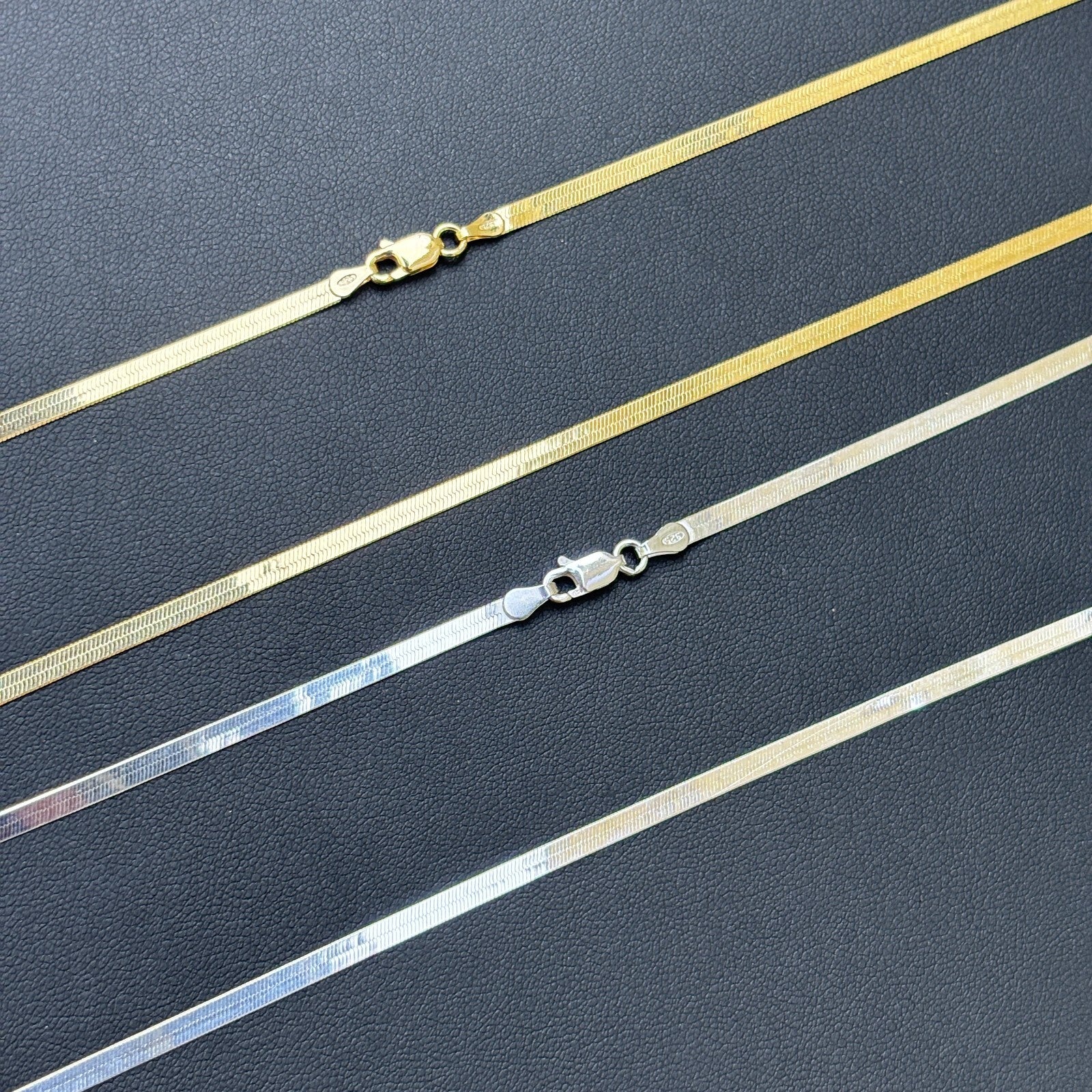 925 Sterling Silver 3mm Herringbone Chain Necklace