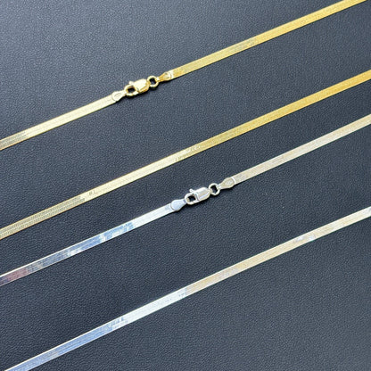 925 Sterling Silver 3mm Herringbone Chain Necklace