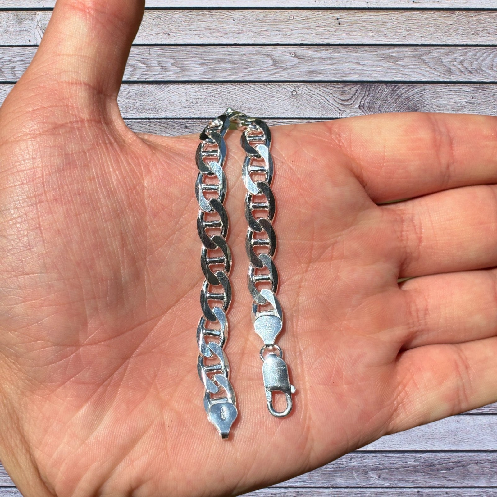 925 Sterling Silver 8mm Mariner Bracelet