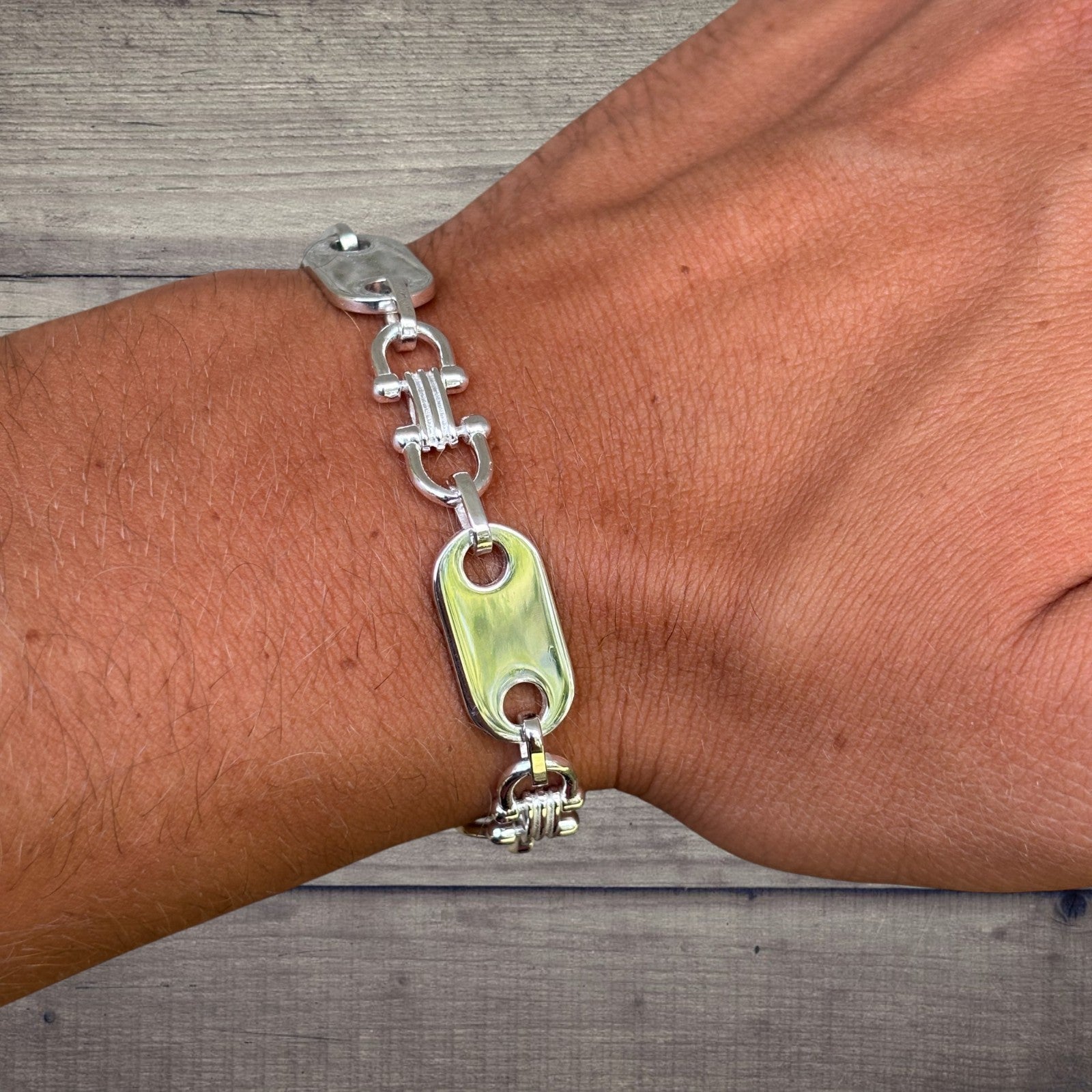 925 Sterling Silver 10mm Custom Ferragamo Link Bracelet