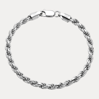 925 Sterling Silver 5mm Diamond Cut Rope Bracelet