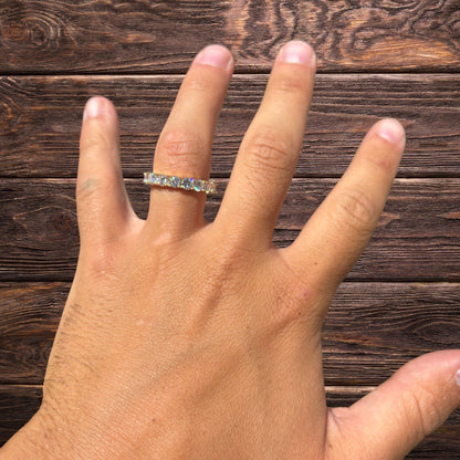 925 Sterling Silver 4mm Moissanite Wedding Band Eternity Ring