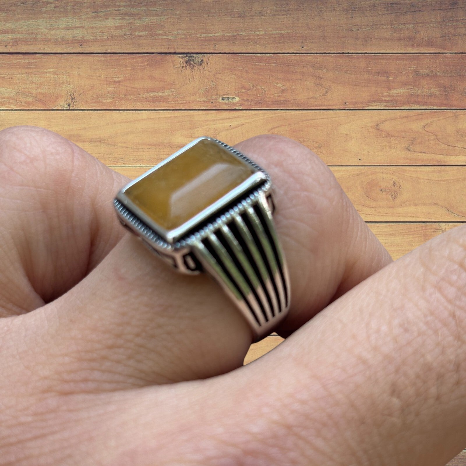 925 Sterling Silver Yellow Sapphire Ring