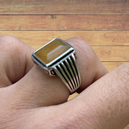 925 Sterling Silver Yellow Sapphire Ring