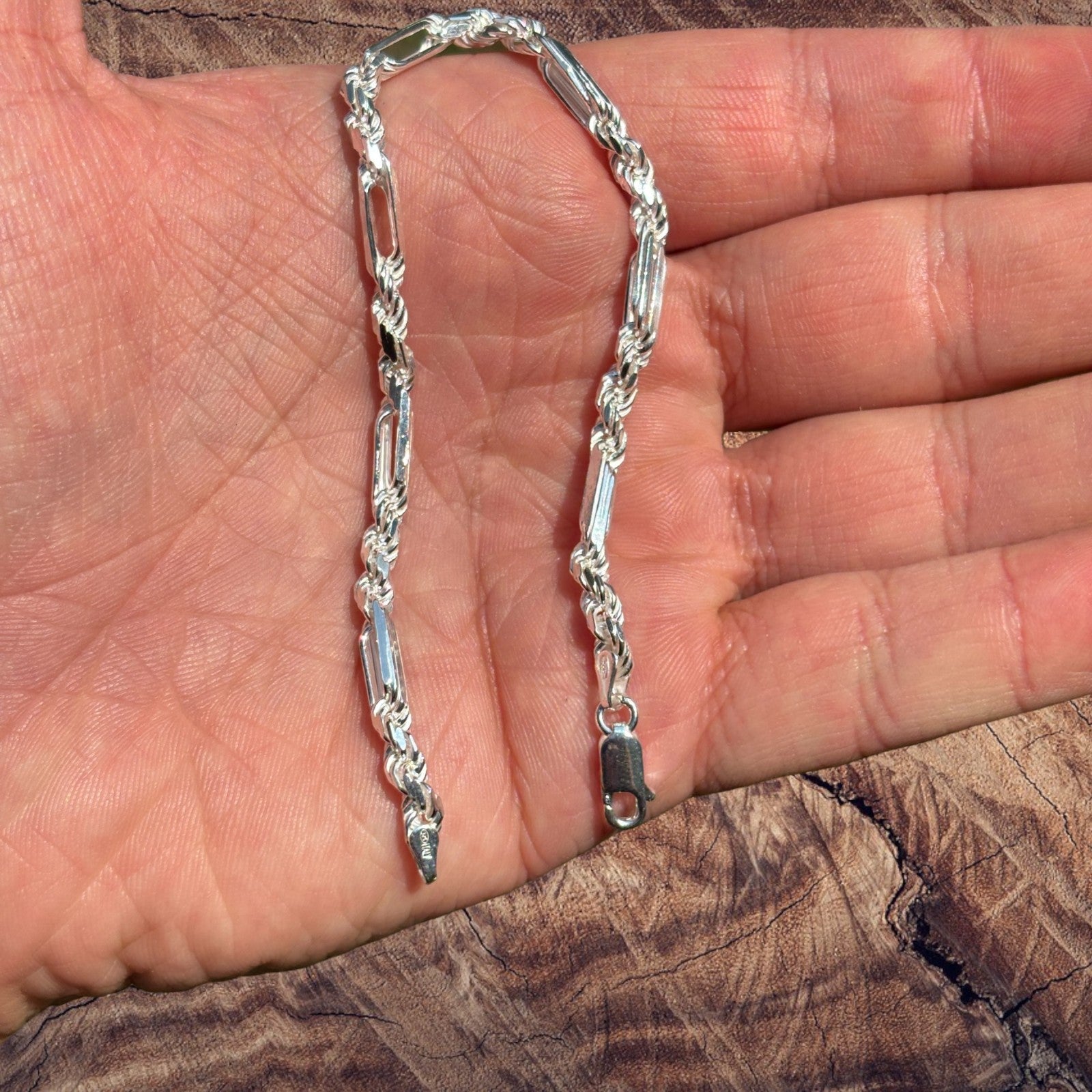 925 Sterling Silver 4mm Figarope Milano Bracelet
