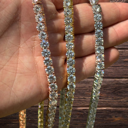 925 Sterling Silver 6mm Tennis Chain Necklace - CZ Or Moissanite