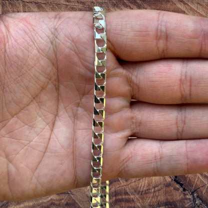 925 Sterling Silver 6mm Square Curb Chain Necklace