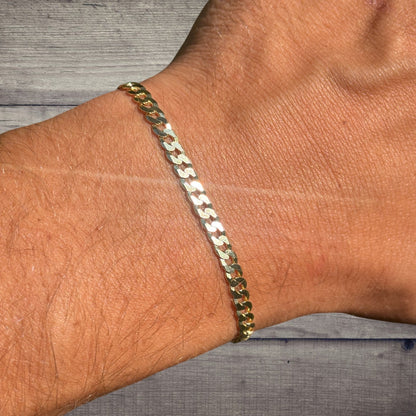 925 Sterling Silver 4mm Flat Curb Bracelet