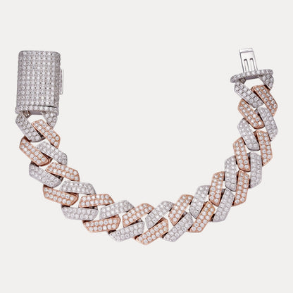 925 Sterling Silver 20mm Moissanite Cuban Prong Bracelet