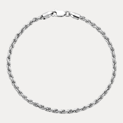 925 Sterling Silver 3mm Diamond Cut Rope Bracelet
