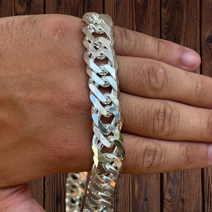 925 Sterling Silver 16mm Double Curb Chain Necklace