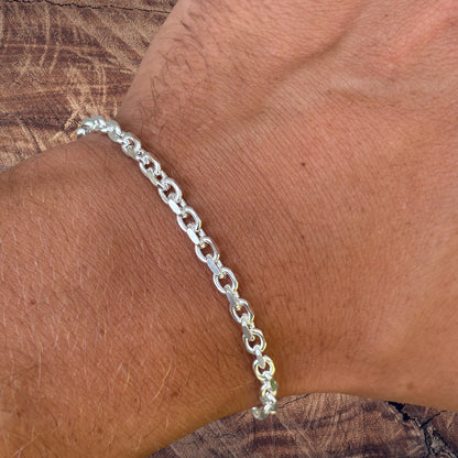 925 Sterling Silver 4mm Anchor Cable Bracelet