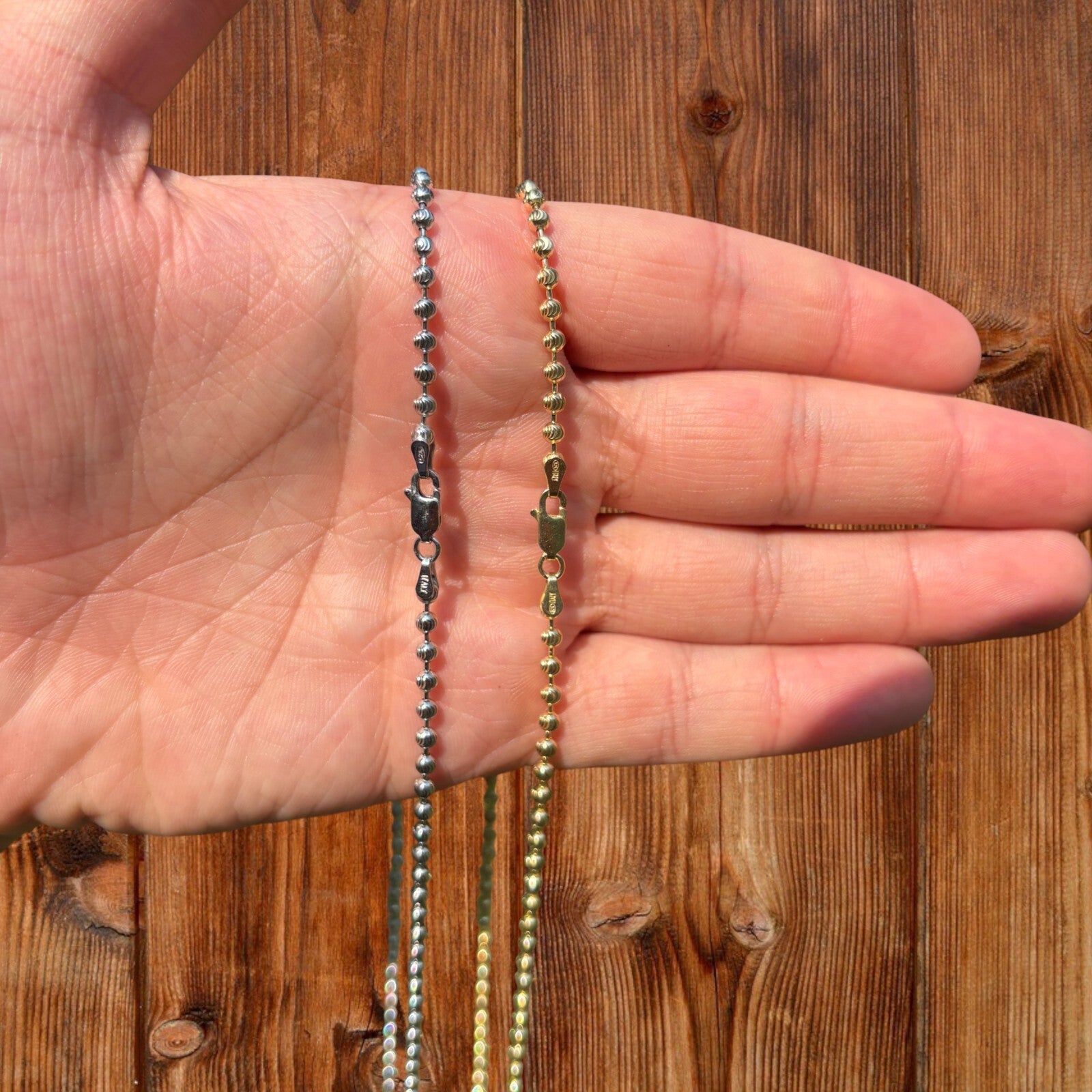 925 Sterling Silver 3mm Bead Chain Necklace