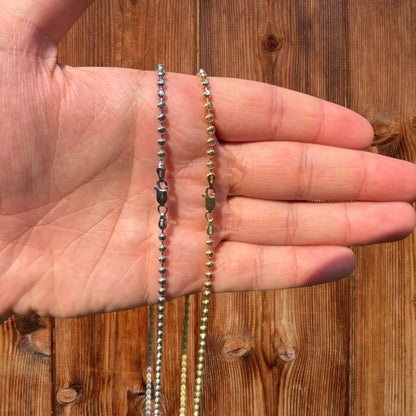 925 Sterling Silver 3mm Bead Chain Necklace