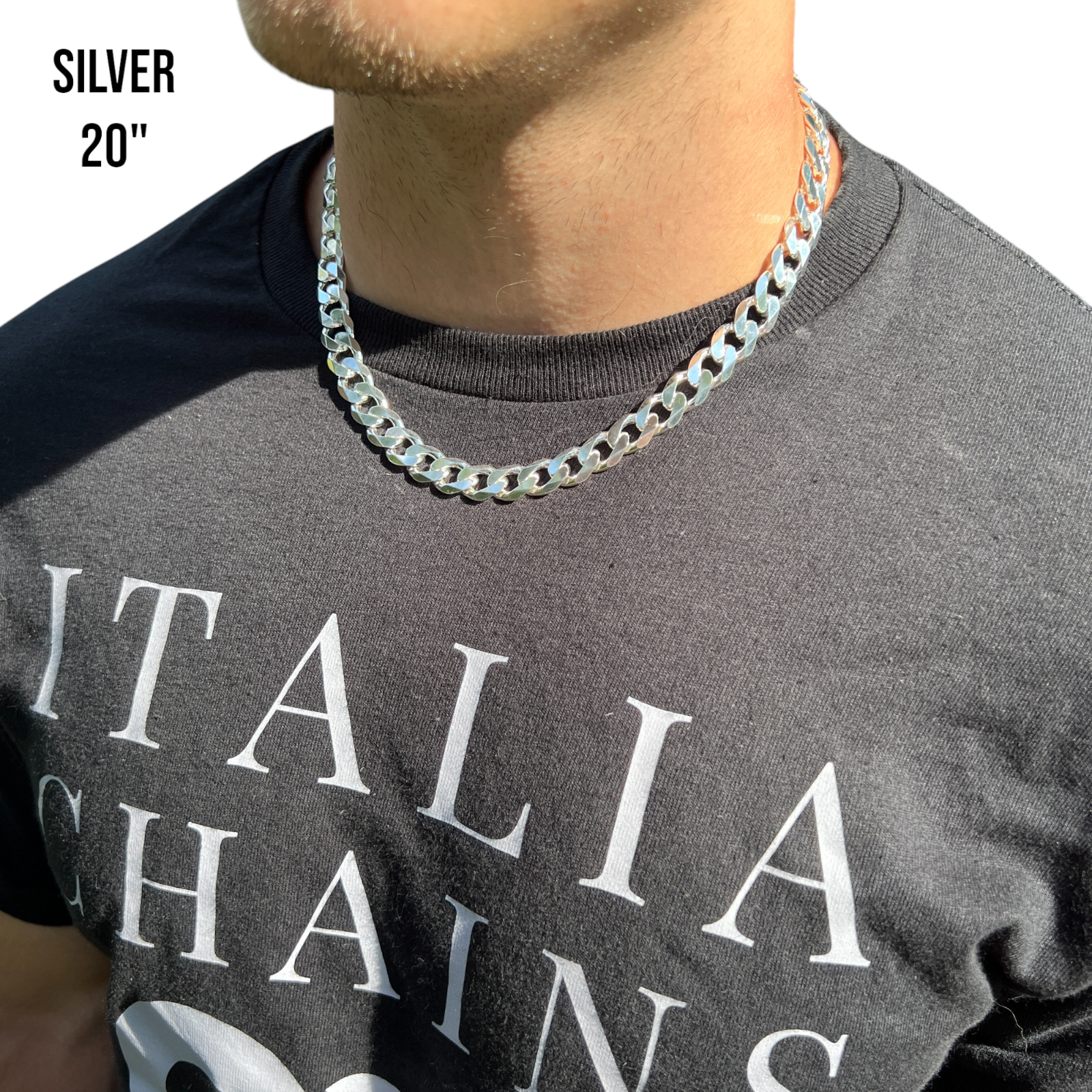 925 Sterling Silver 12mm Curb Chain Necklace