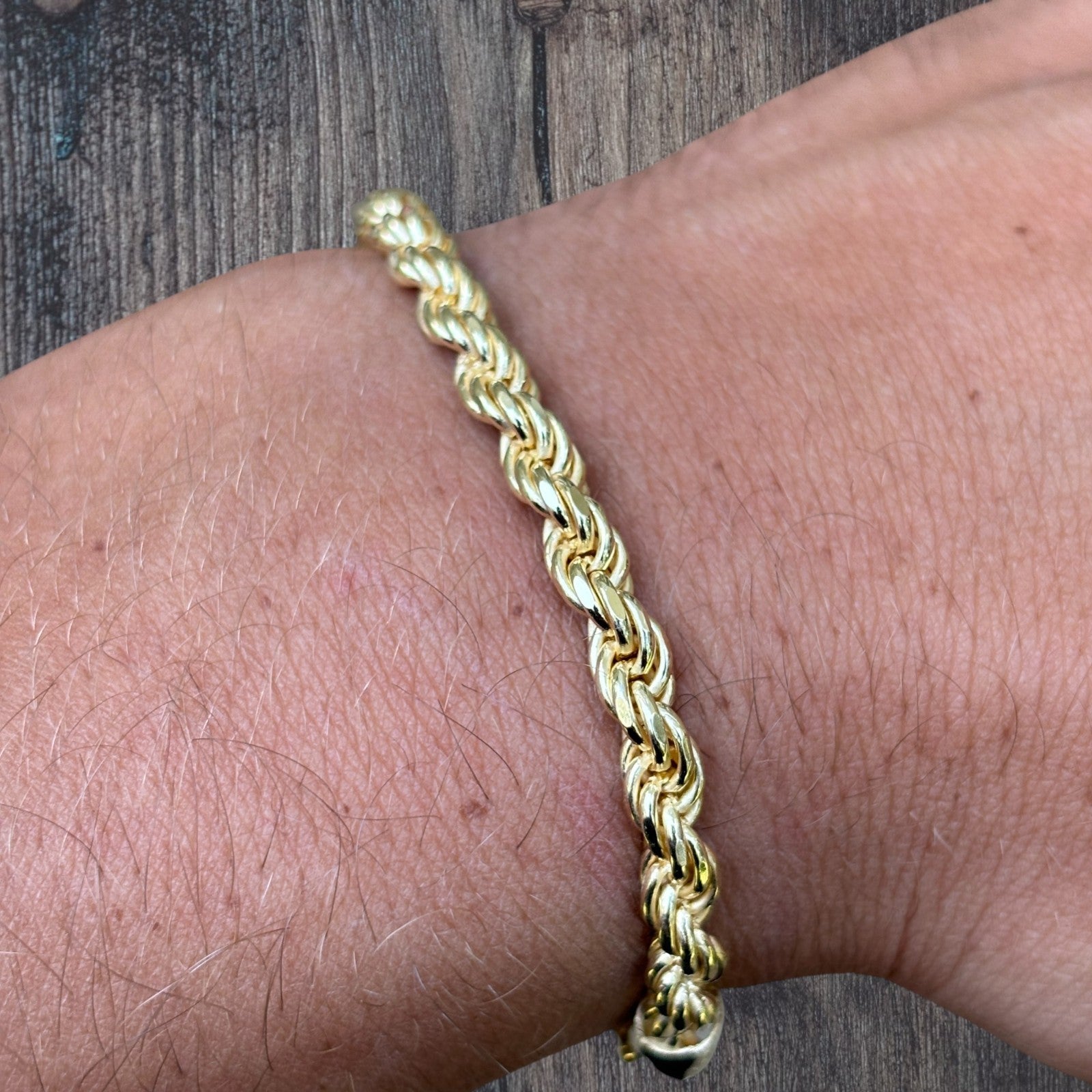 925 Sterling Silver 5mm Diamond Cut Rope Bracelet