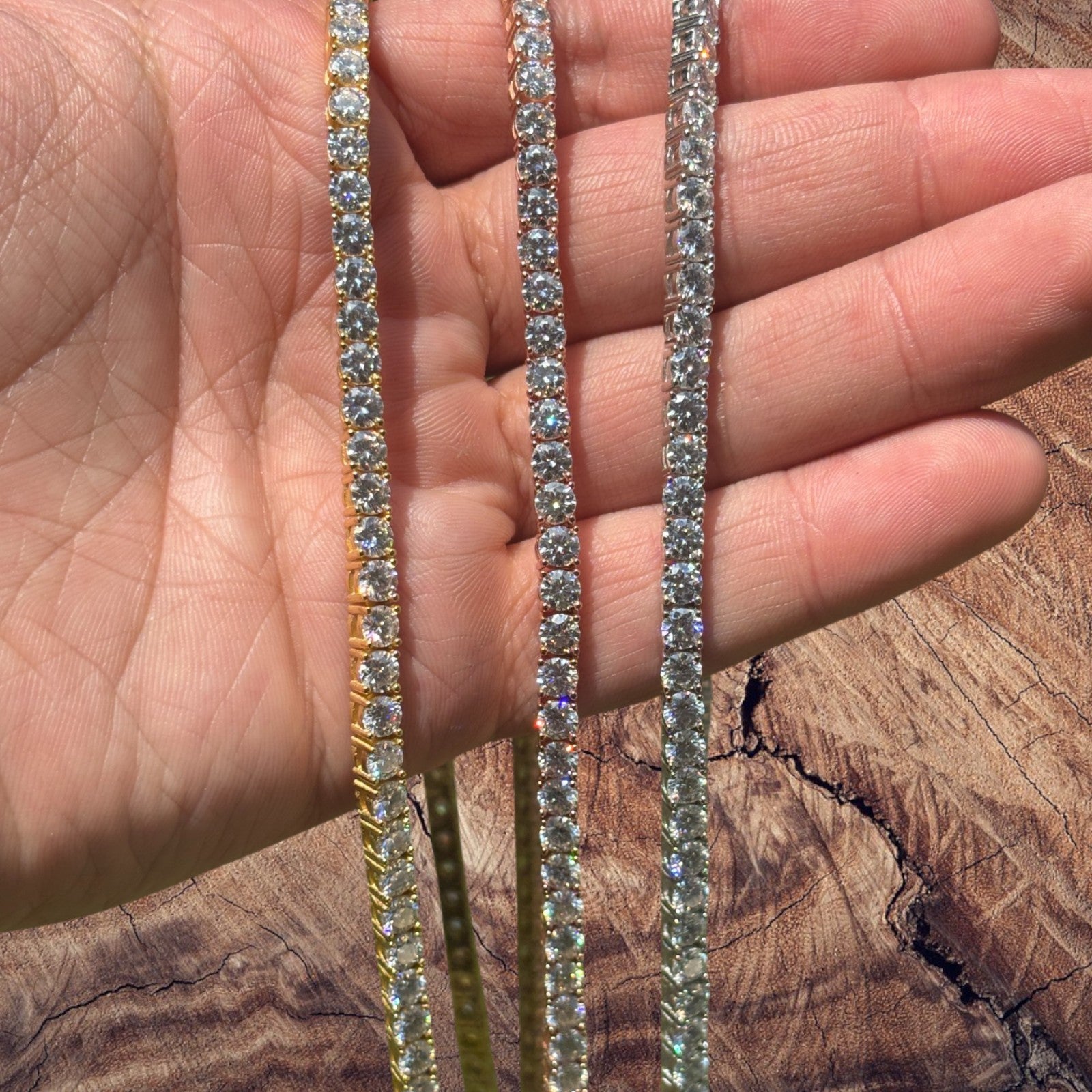 925 Sterling Silver 4mm Tennis Chain Necklace - CZ Or Moissanite