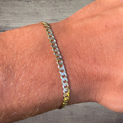 925 Sterling Silver 4mm Flat Curb Bracelet