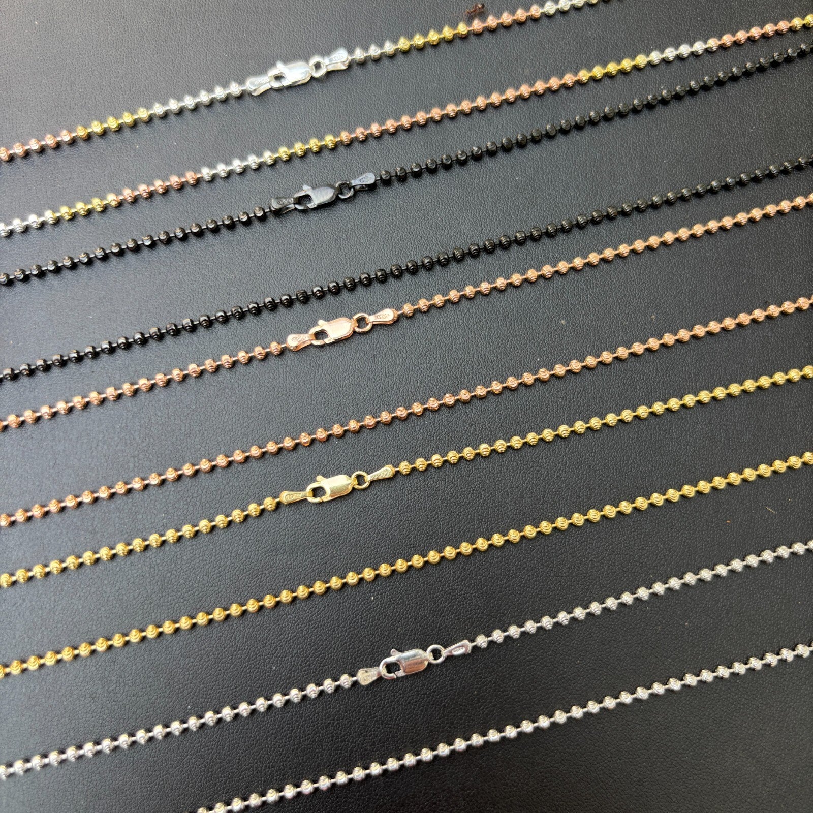 925 Sterling Silver 2.5mm Bead Chain Necklace